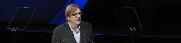 Verhofstadt using a prompter